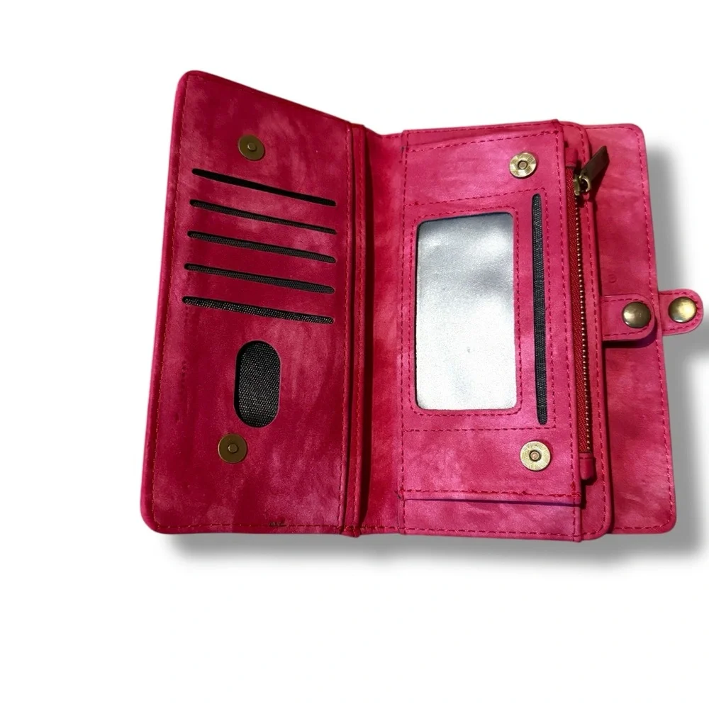 Case Me Wallet Phone Case Pink‎ Faux Leather Multi-Compartment 6.5x4 Magnetic